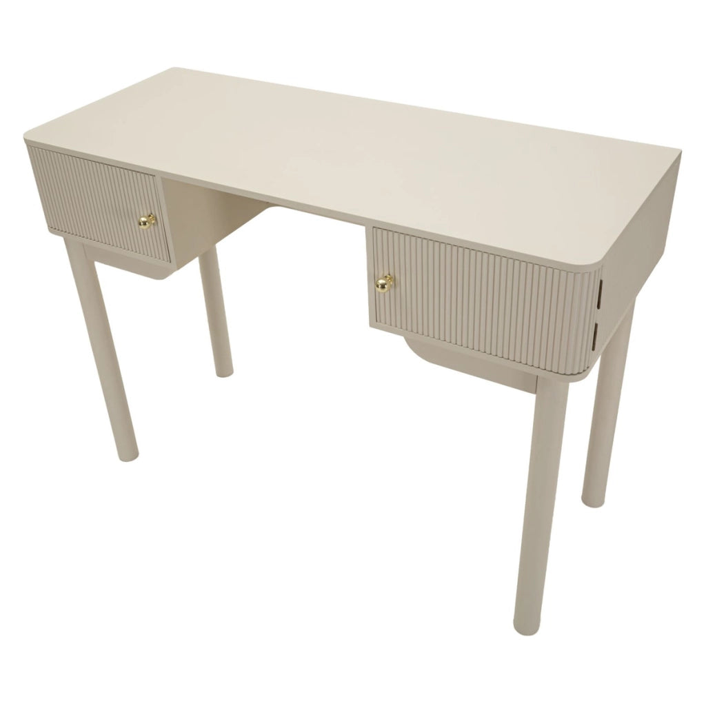 Consolle trucco Shy in legno bianco con dettagli oro