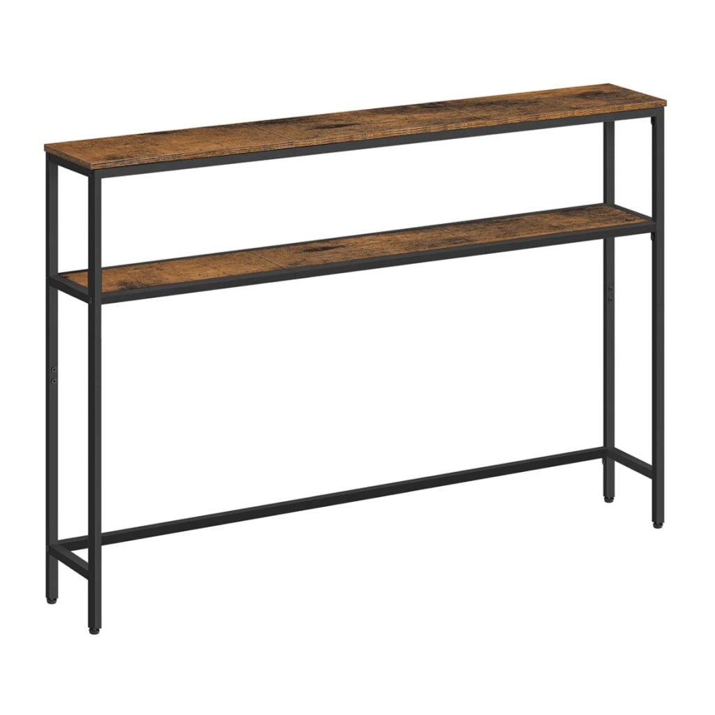 Consolle per ingresso tavolino sottile a 2 ripiani 20 x 120 x 80 cm tavolino laterale con 2 ripiani per soggiorno o camera da letto marrone 12_0005228
