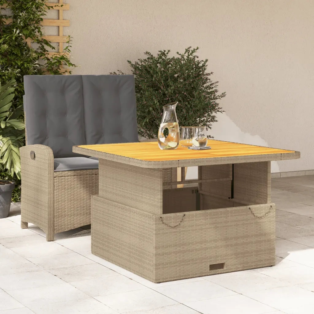 Set da Pranzo da Giardino 2 pz | Set Salotto da Giardino con Cuscini Beige in Polyrattan