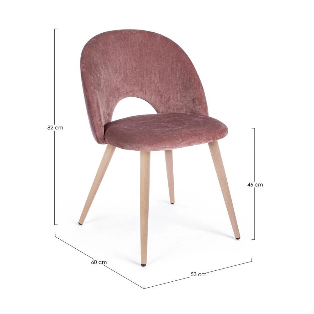 Set di 4 Sedie Imbottite in Velluto con Gambe Effetto Legno - MARINA