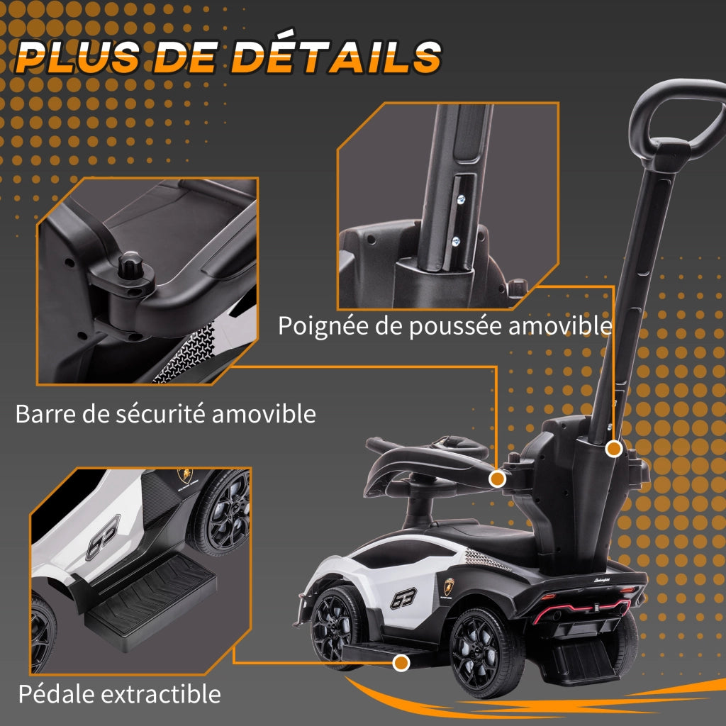 Portagiochi per Bambini 1-3 Anni con Volante e Klaxon ¨C Zephmum ¨C Bianco