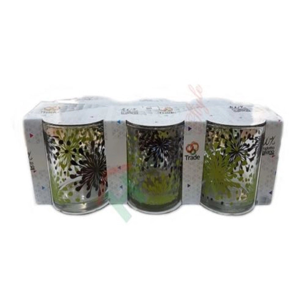 Trade Shop - Set Servizio 6 Pezzi Bicchieri Vetro Decorati Schizzi Colorati -