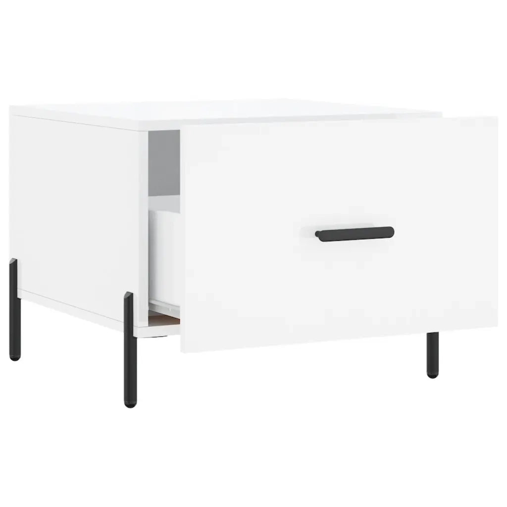 Tavolini Salotto 2pz Bianco Lucido 50x50x40cm Legno Multistrato