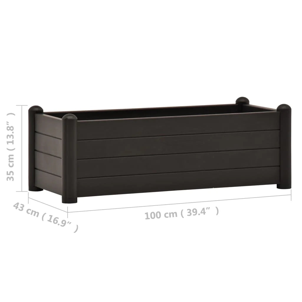 Fioriera rialzata per piante e fiori giardino PP antracite 100 x 43 x 35 cm 02_0001222