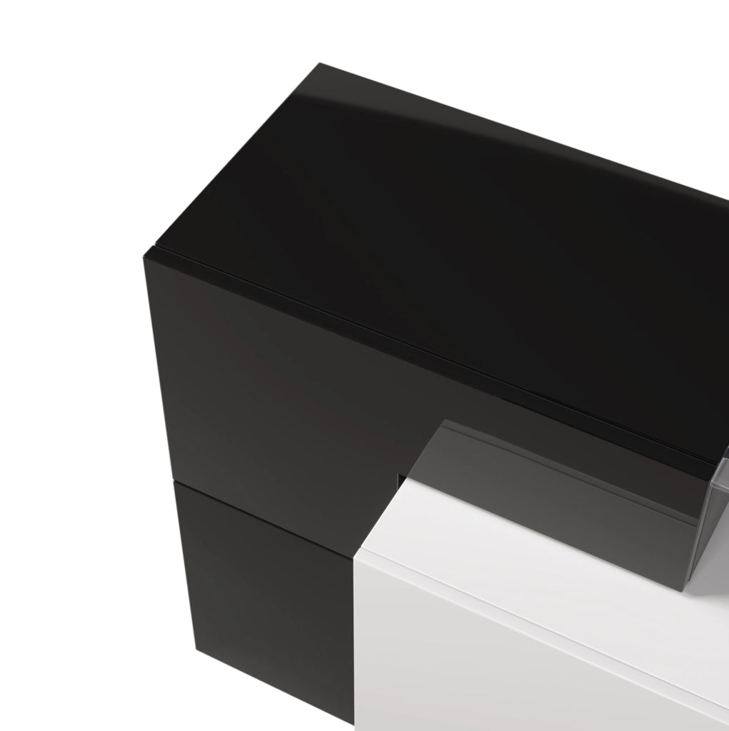 Mobile TV 200x35x60 cm; con LED e ampio spazio; truciolato e MDF; nero e bianco