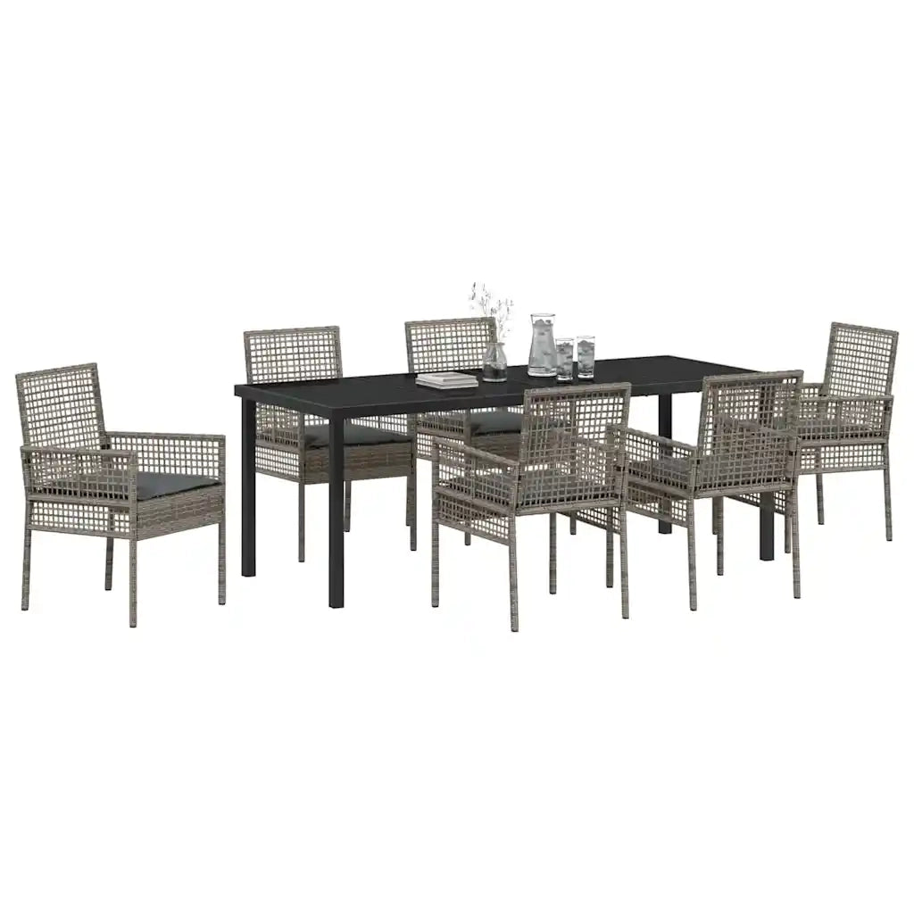 Set da Pranzo per Giardino con cuscino 7 pcs Grigio polyrattan 3379882