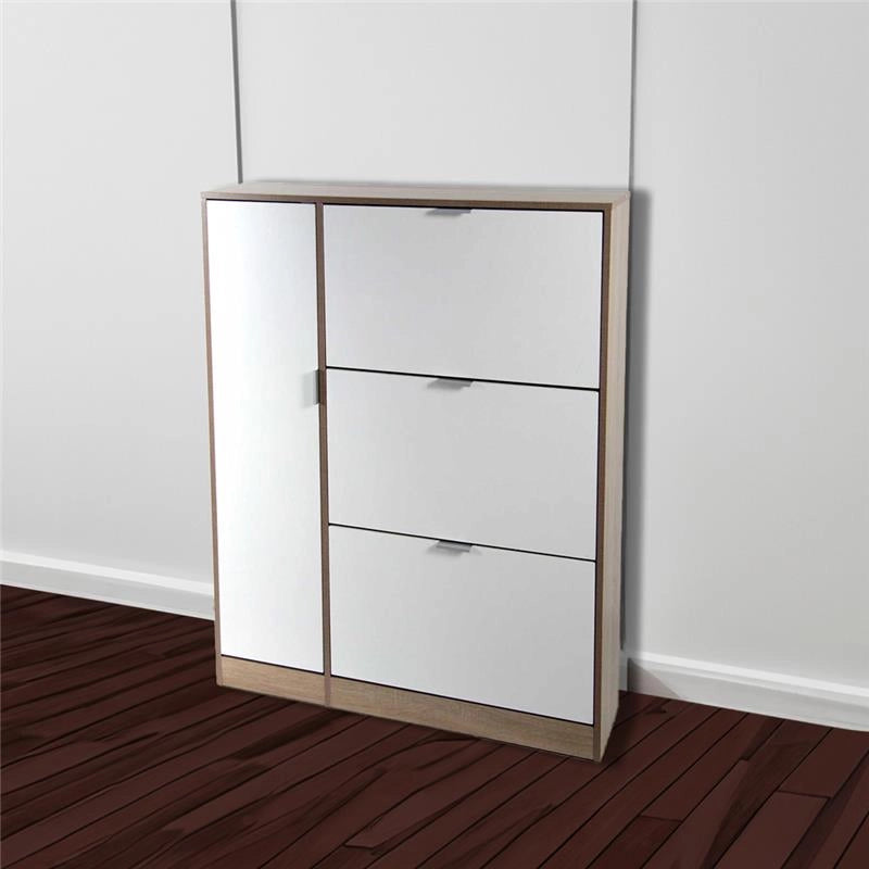 SCARPIERA 3 VANI E ANTA BIANCA E EFFETTO LEGNO ROVERE E BIANCO 99X24X122 CM