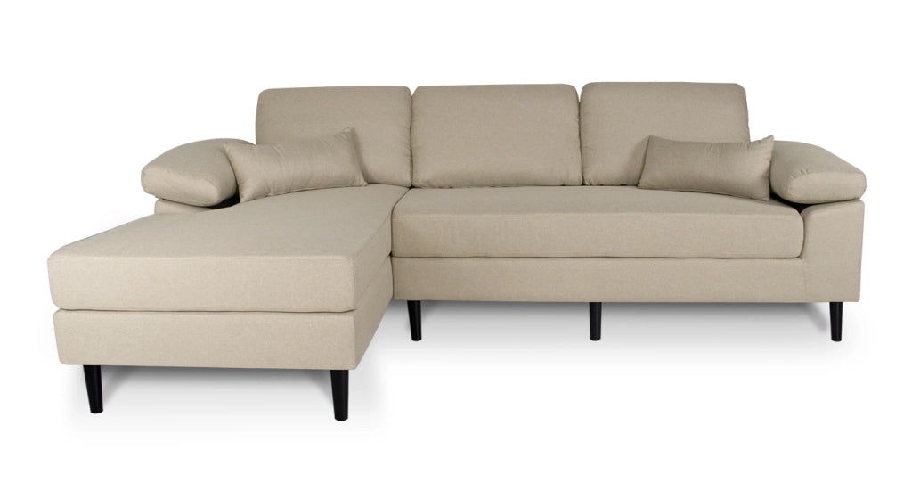 Divano angolare 3 posti con chaise longue sinistra tessuto beige - Washington - DI-WA11FBC-CLSX