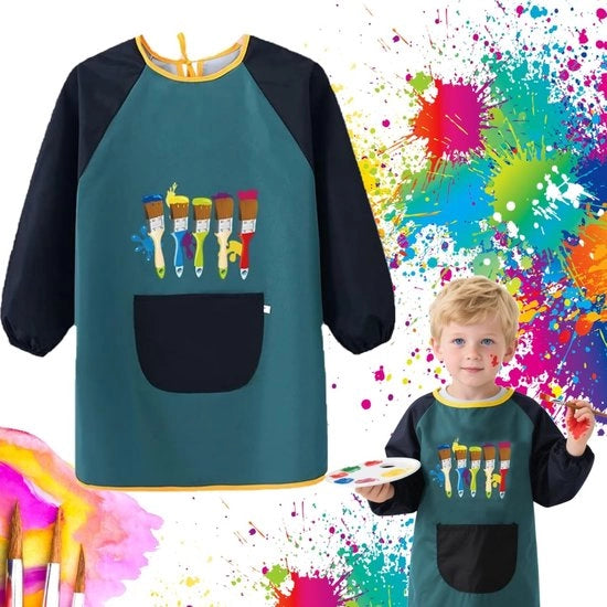 Schermo pittore per bambini - impermeabile - schermo per bambini - schermo pittore - cucina - maniche elastiche - design blocco colori moda
