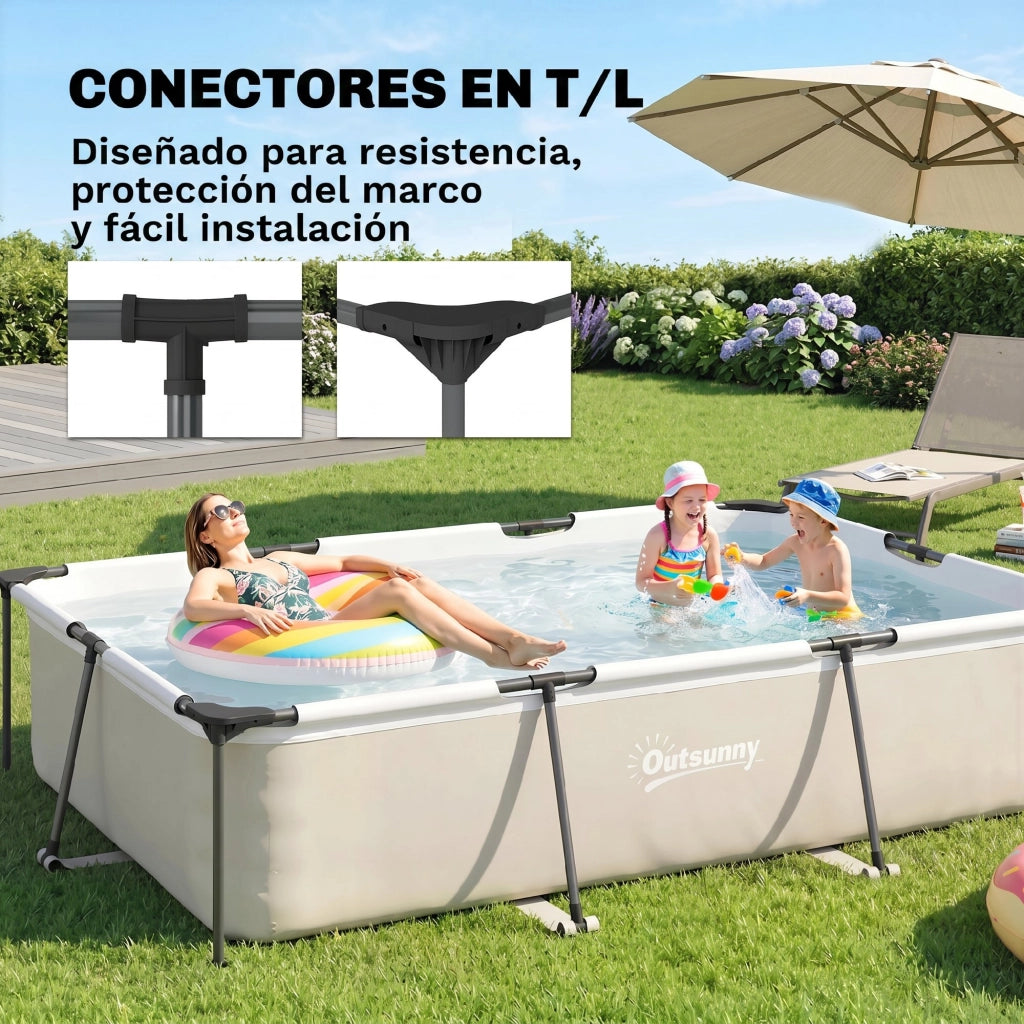 Piscina Desmontable Tubular 316x238x66,5 cm 3700 L ¨C zephmum ¨C Grigio con Marco Met¨¢lico
