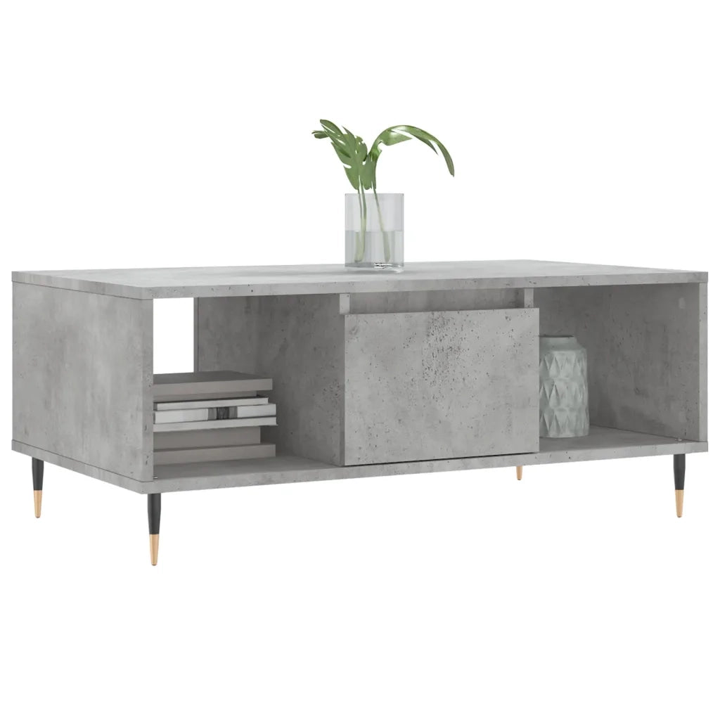 Tavolino Salotto-Tavolino da soggiorno-Tavolo Grigio Cemento 90x50x36,5 cm Legno Multistrato 607447