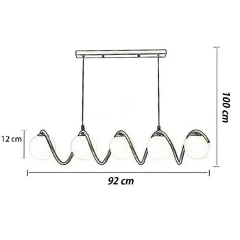 Lampadario a sospensione moderno da soffitto con 5 sfere in vetro bianco per G9