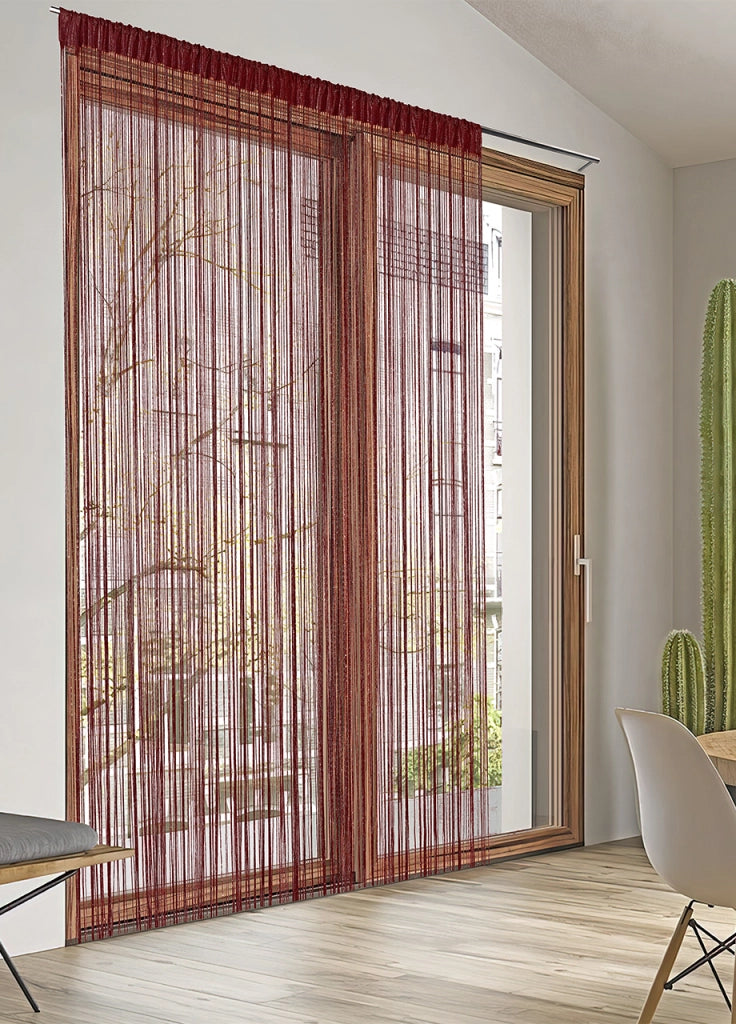 Tenda Antimosca Antirumore Caduta Pannello Porta Finestra Multistring Tinta Unita - 100x200 - Bordeaux