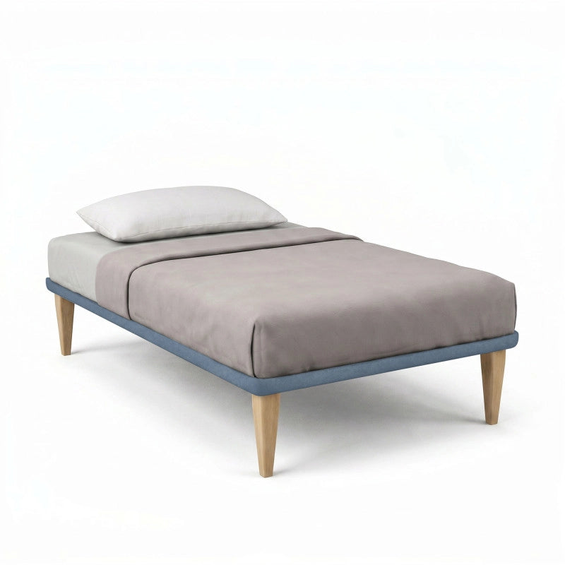 Letto imbottito Singolo 80x190 cm Tessis - Con rete,Microfibra,Blu