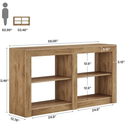 Tavolo consolle 150 cm in MDF marrone a 3 ripiani