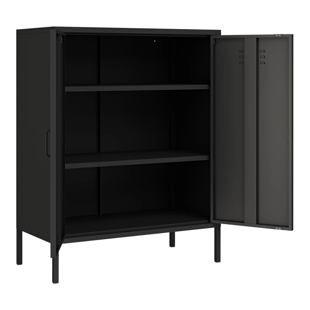 Mobiletto/scaffale in metallo e acciaio 102 x 80 x 40 cm nero opaco 03_0008912