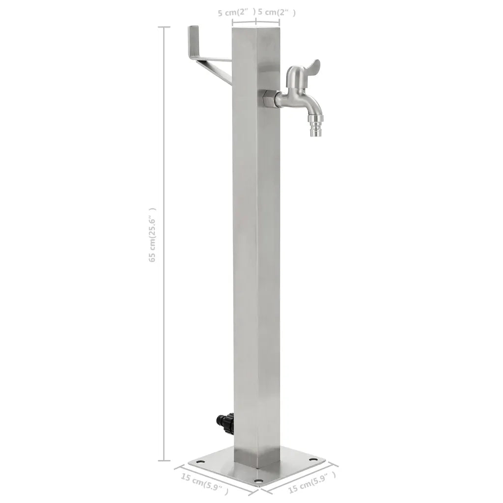 Fontanella a Colonna in Acciaio Inossidabile Quadrata 65 cm 45454