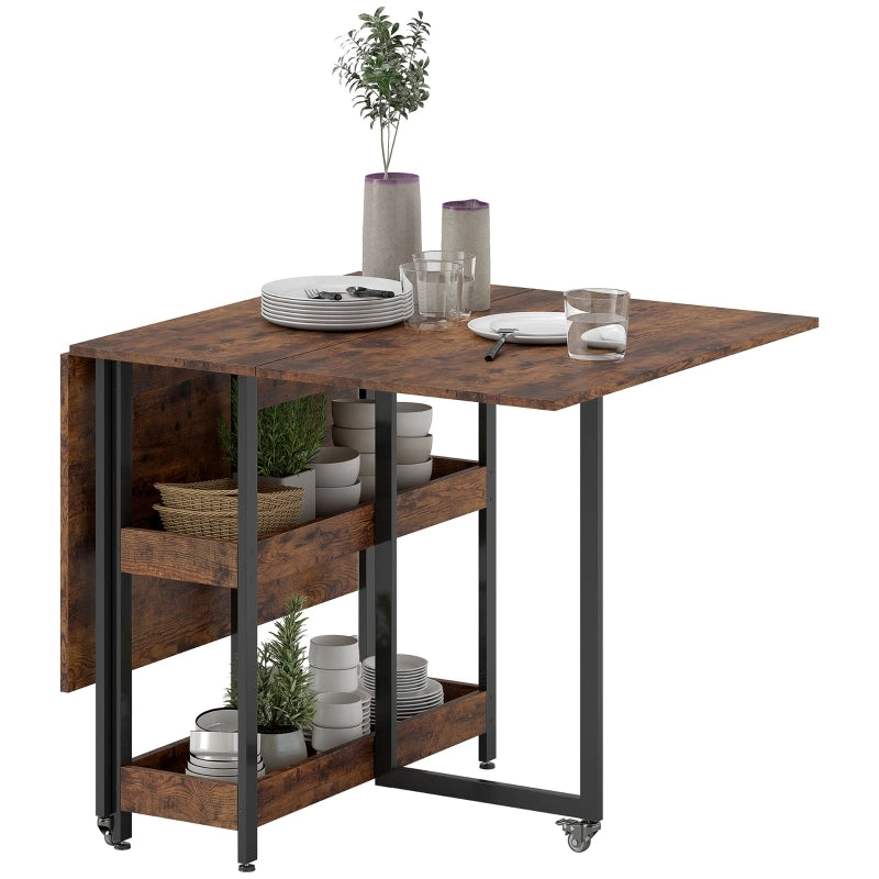 Tavolo da pranzo - pieghevole per 2-4 persone - 2 ripiani aperti - 133;4x80x75 cm - marrone rustico