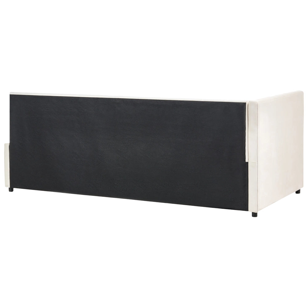 Letto 90 x 200 cm in velluto grigio-marrone rivestito e imbottito con elegante rete a doghe e gambe in legno