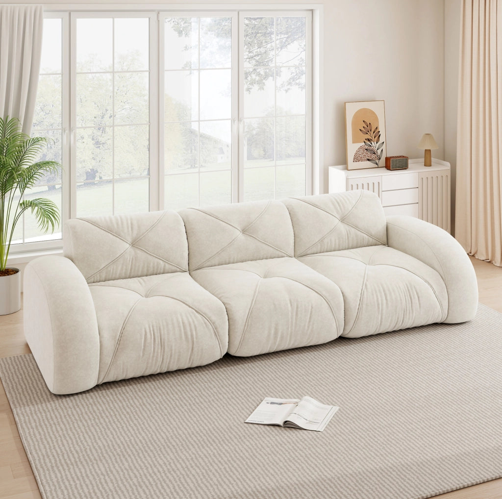Divano modulare senza struttura in ciniglia beige chiaro 281 × 95 × 76 cm