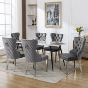 Sedia da Pranzo Imbottita in Velluto ¨C Xylo ¨C Set 6 Pezzi, Gambe in Metallo, Grigio