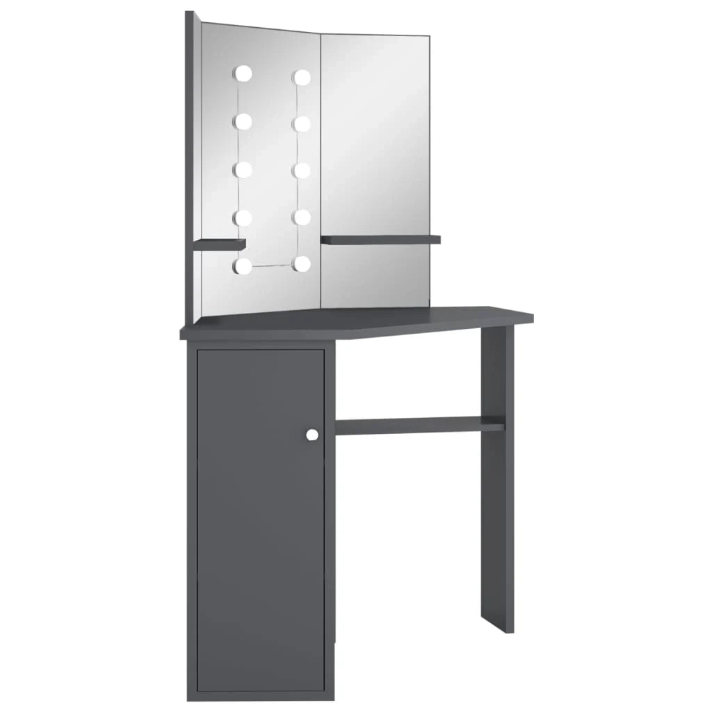 Toletta angolare con illuminazione a LED 111 x 54 x 141,5 cm grigio 02_0006237