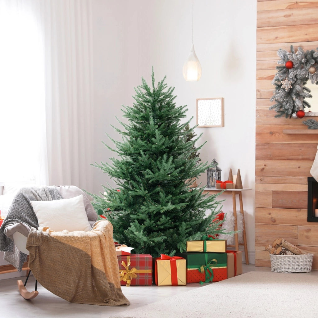 Albero di Natale artificiale 135cm con 442 punte di rami 160 luci led bianche calde, Albero di Natale finto in PE e PVC-Alberi di Natale