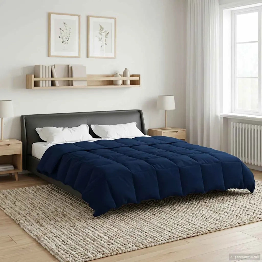 Duvet Estivo Trapuntato Blu Scuro 200 x 240 cm Microfibra
