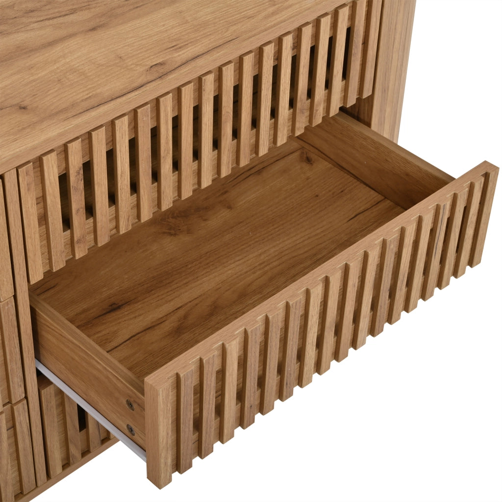 Credenza con 6 cassetti; per soggiorno e ingresso; in MDF; 160x40x70 cm; naturale