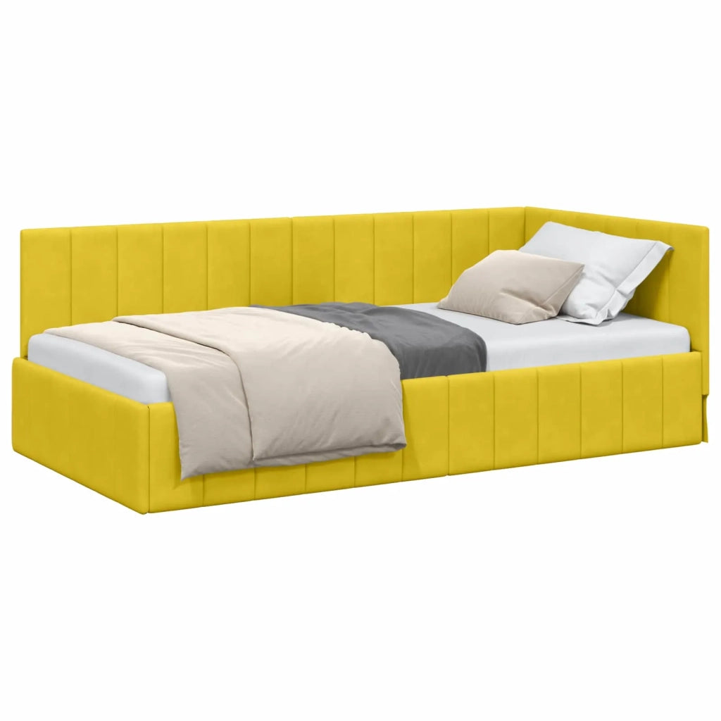 Cornice del letto ad angolo Giallo 90 cm x 200 cm Velluto 42016313