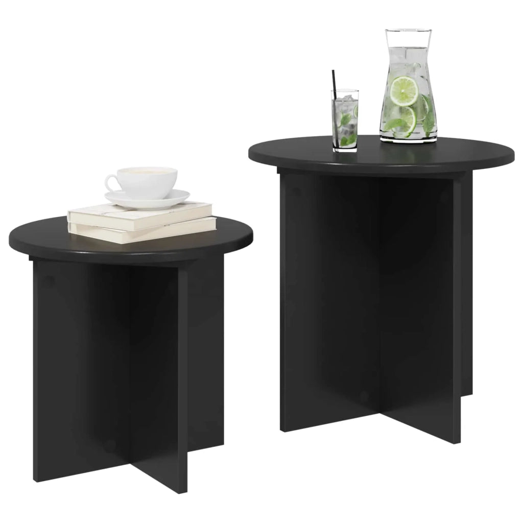 Set tavolini 2 pcs Rovere Nero Legno ingegnerizzato 8001011