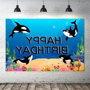 Decorazioni di Festa per Compleanni Orca - Fondali Blu Orca Party Decor - Balena Compleanno - Sotto il Mare Sfondo