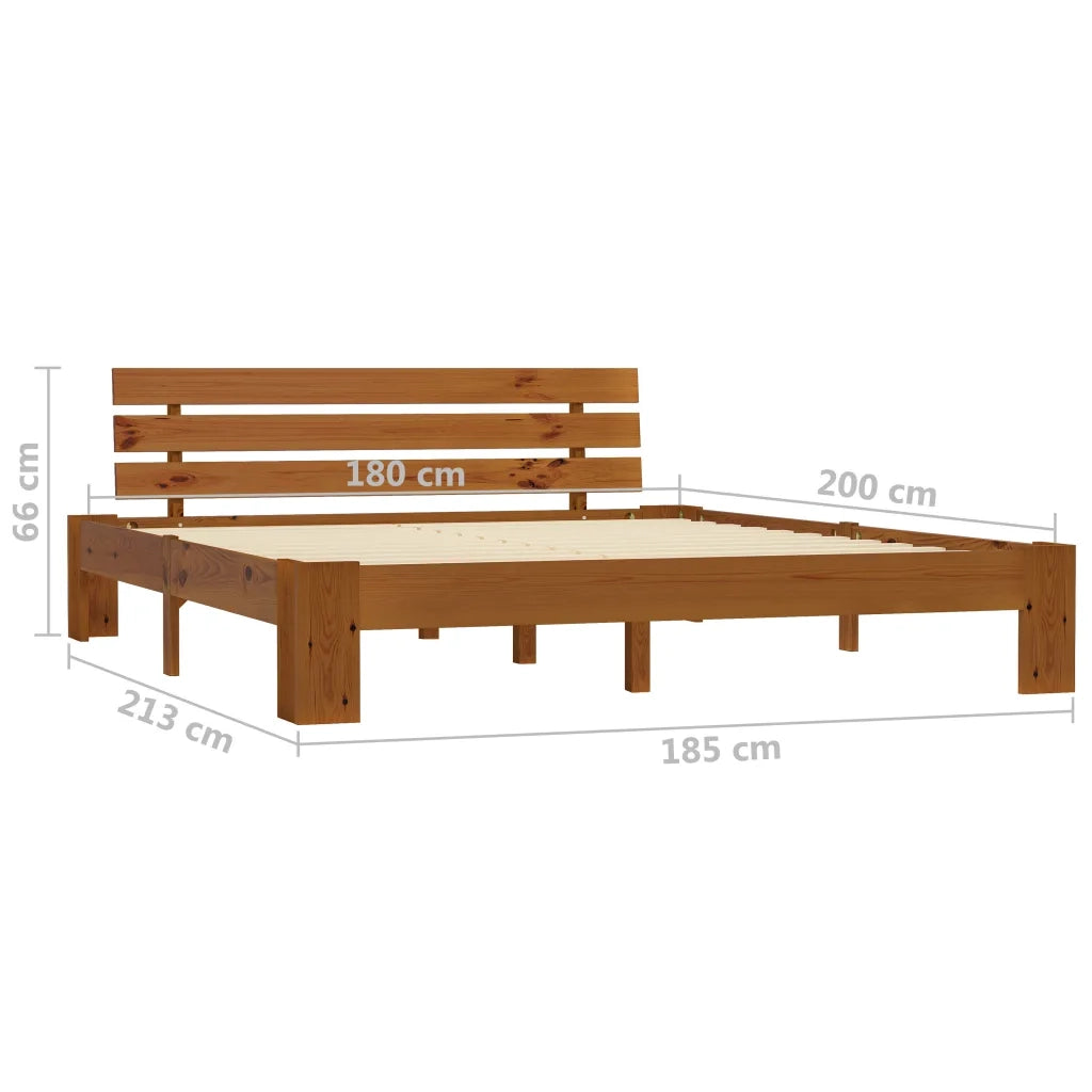 Letto matrimoniale | Letto per adulti | Giroletto senza Materasso Ambrato 180x200 cm in Legno di Pino