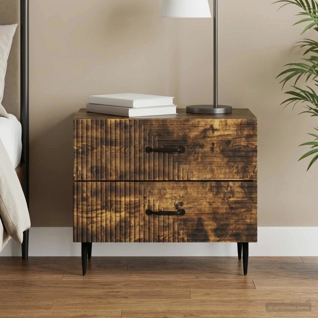 Armadio da Notte con cassetto Rovere Fumo 62 x 34,5 x 47,5 cm 894780