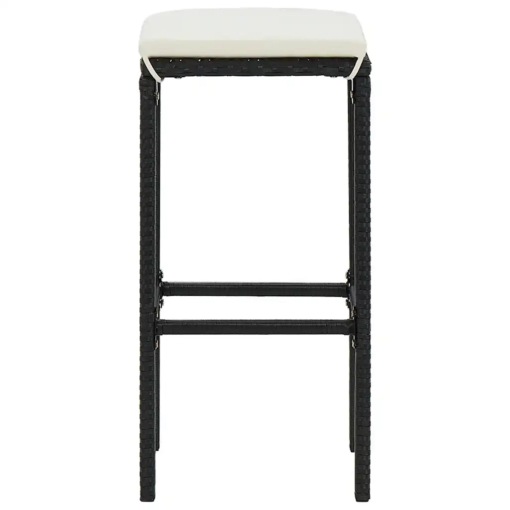 Set Bar da Giardino 3 pz | Set Salotto da Giardino con Cuscini Polyrattan Nero