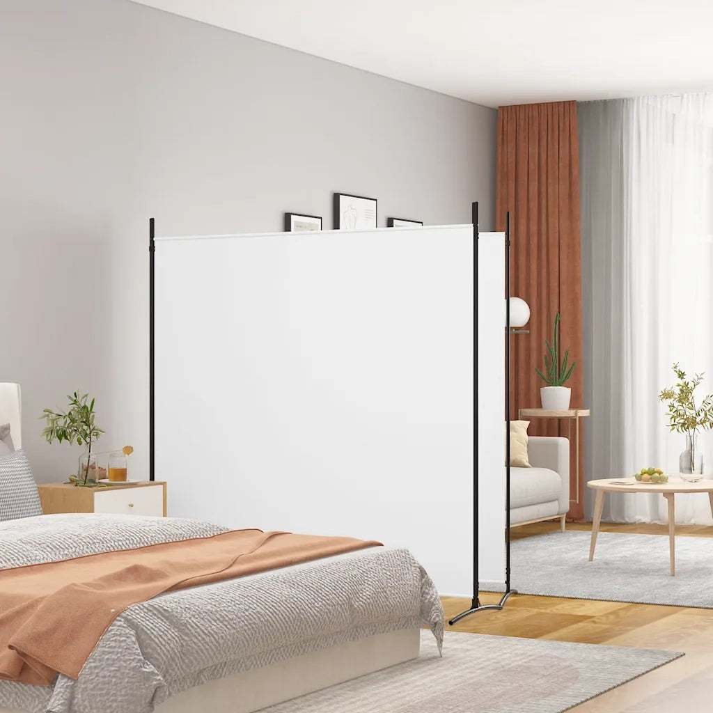 Divisorio Ambienti | Divider per stanze | Paravento a 2 Pannelli Bianco 348x180 cm Tessuto