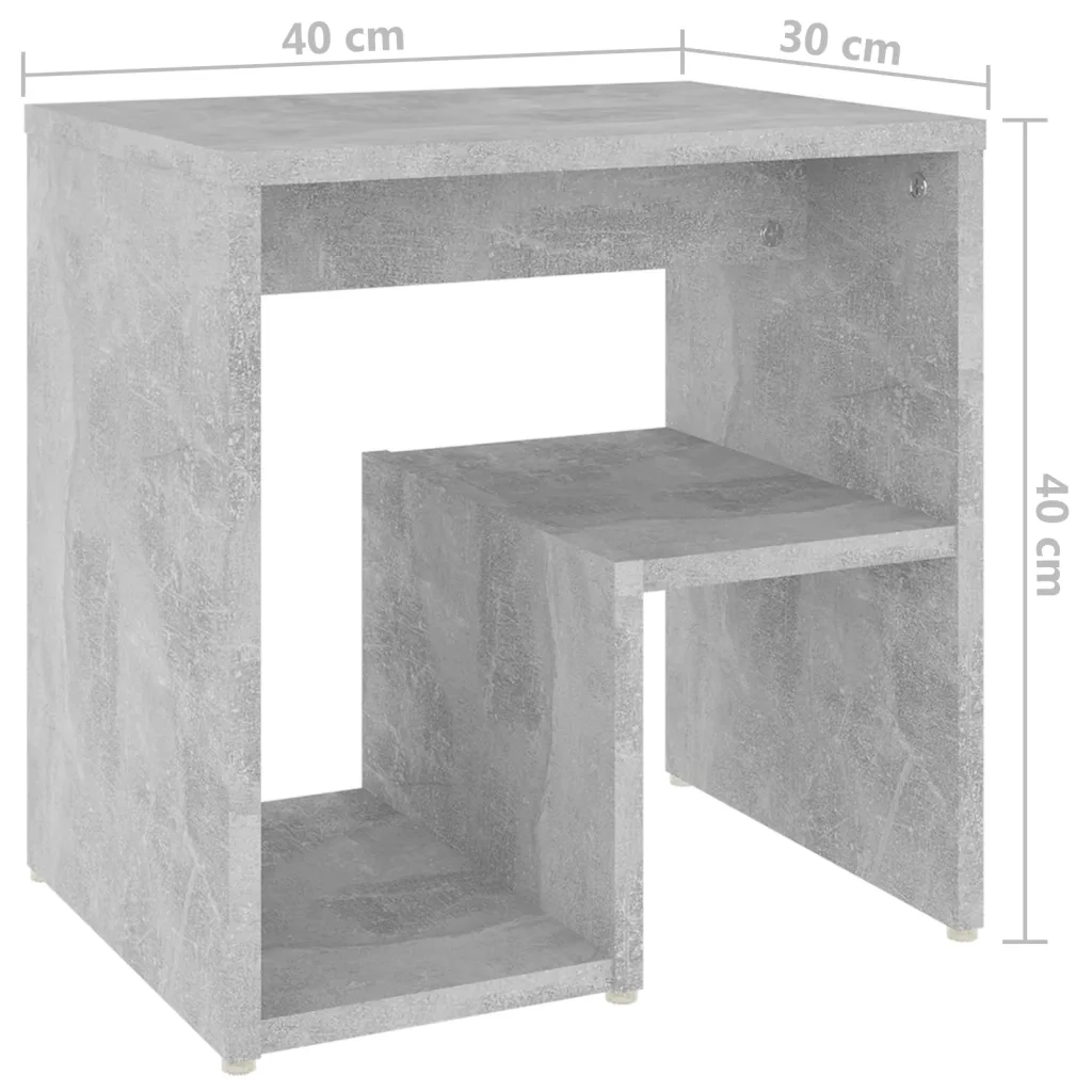 Comodino | Armadio da Notte | Mobiletto da notte Grigio Cemento 40x30x40 cm in Legno Multistrato