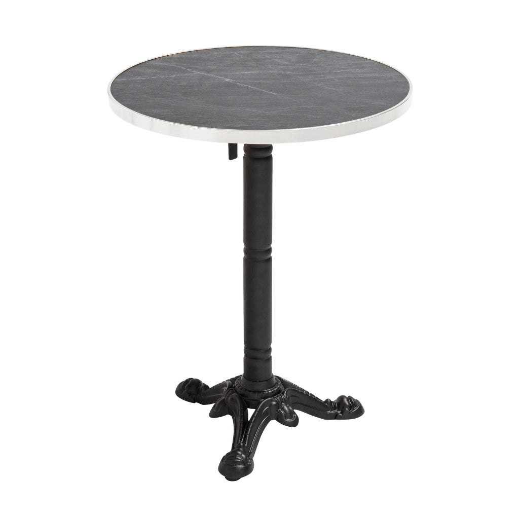 Oviala - Tavolo da pranzo 60 cm inclinabile marmo nero/argento e piede nero