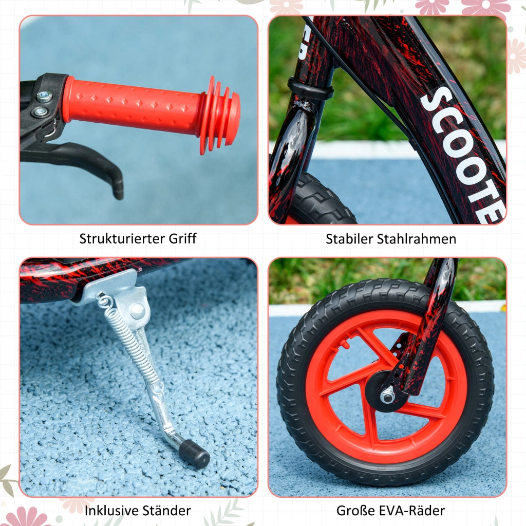 Monopattino per Bambini ¨C zephmum ¨C Regolabile in Altezza, 2 Ruote, Rosso, Acciaio e Plastica