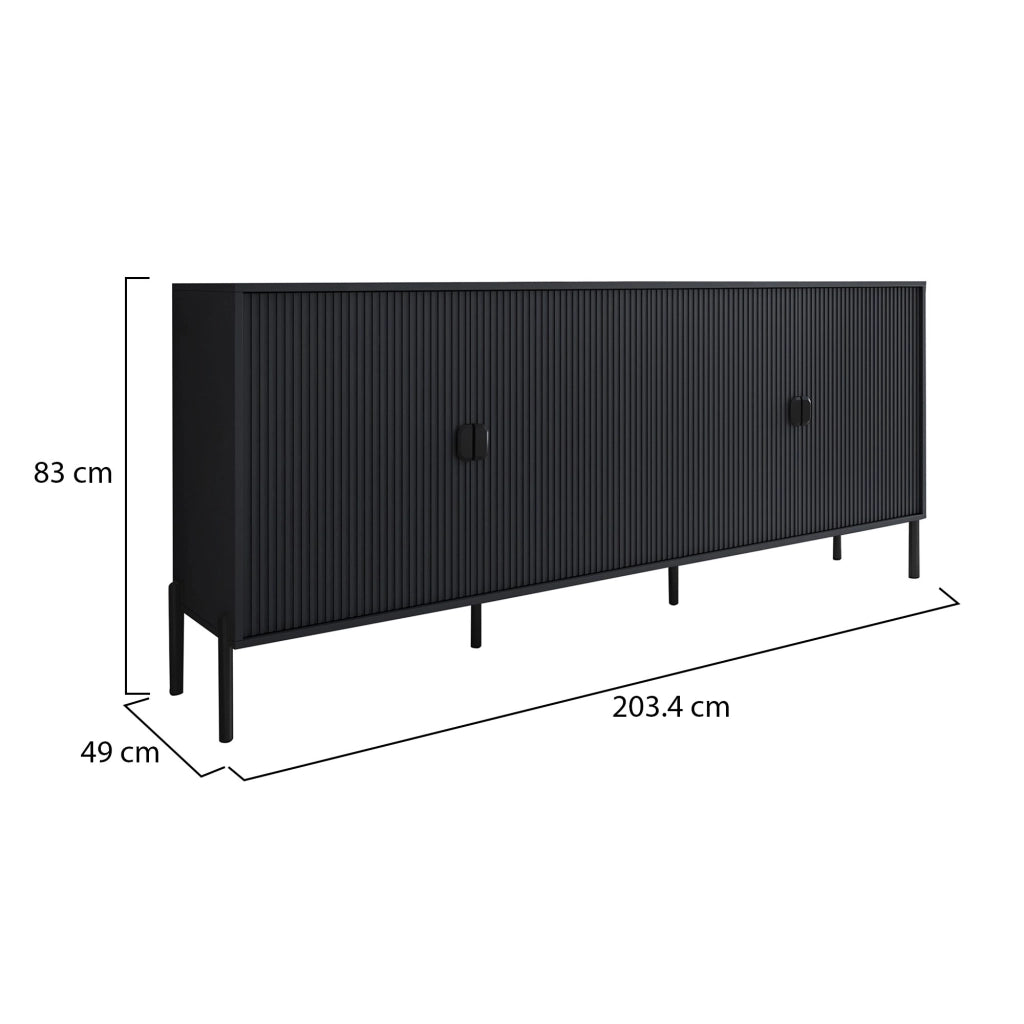 Madia Viale, Credenza Cassetti, 203x49x83h cm Nero