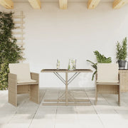 Set da BistrÃ² 3 pz con Cuscini Beige in Polyrattan