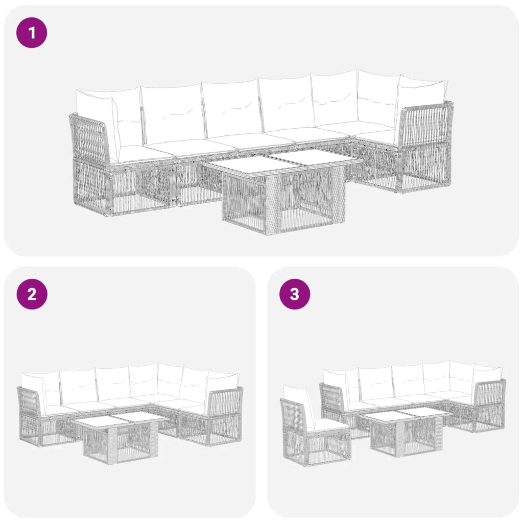 Set Divano da Giardino 7 pz Grigio polyrattan 3436469