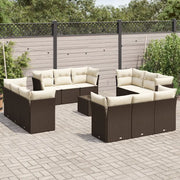 Set Divani da Giardino 13 pz con Cuscini Marrone in Polyrattan 3249182