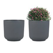 Contenitori decorativi per piante da interni ed esterni per veranda giardino, Set di 2 vasi per fiori a strisce con sistema Grigio-Fioriere