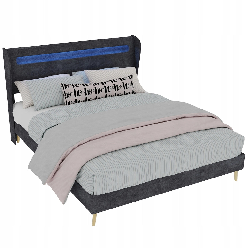 Letto imbottito 140x200 con LED - Xylo - Grigio