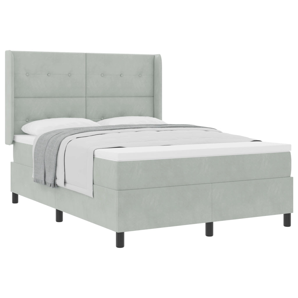 Letto a Box con Materasso Grigio Chiaro 140x200 cm Velluto