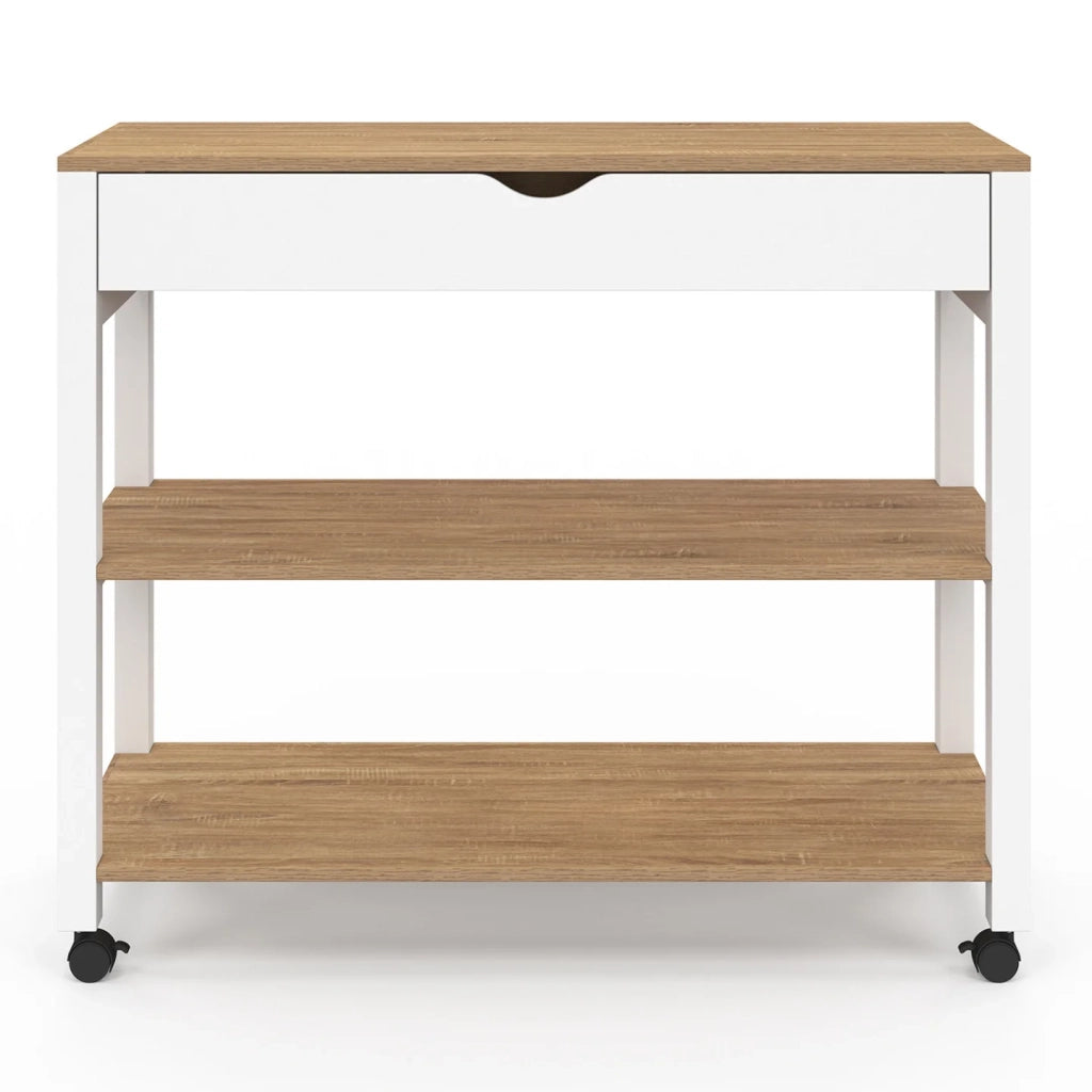IDMarket - Credenza PENH XXL con cassetto e piano di lavoro in faggio bianco L.100 CM