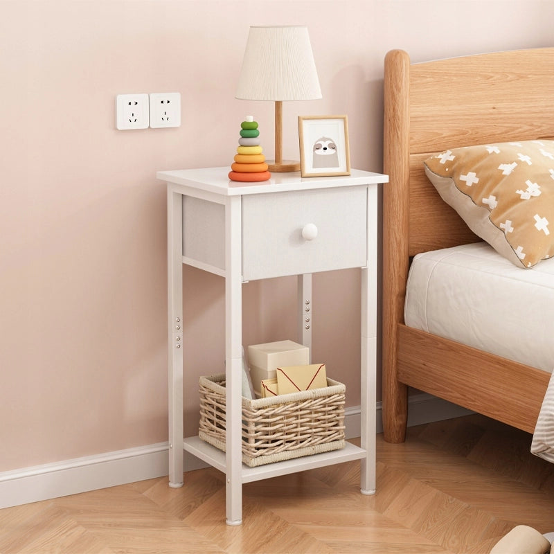 Comodino, cassettiera, mobile con cassetto e ripiano, bianco, per camera da letto, soggiorno e loft