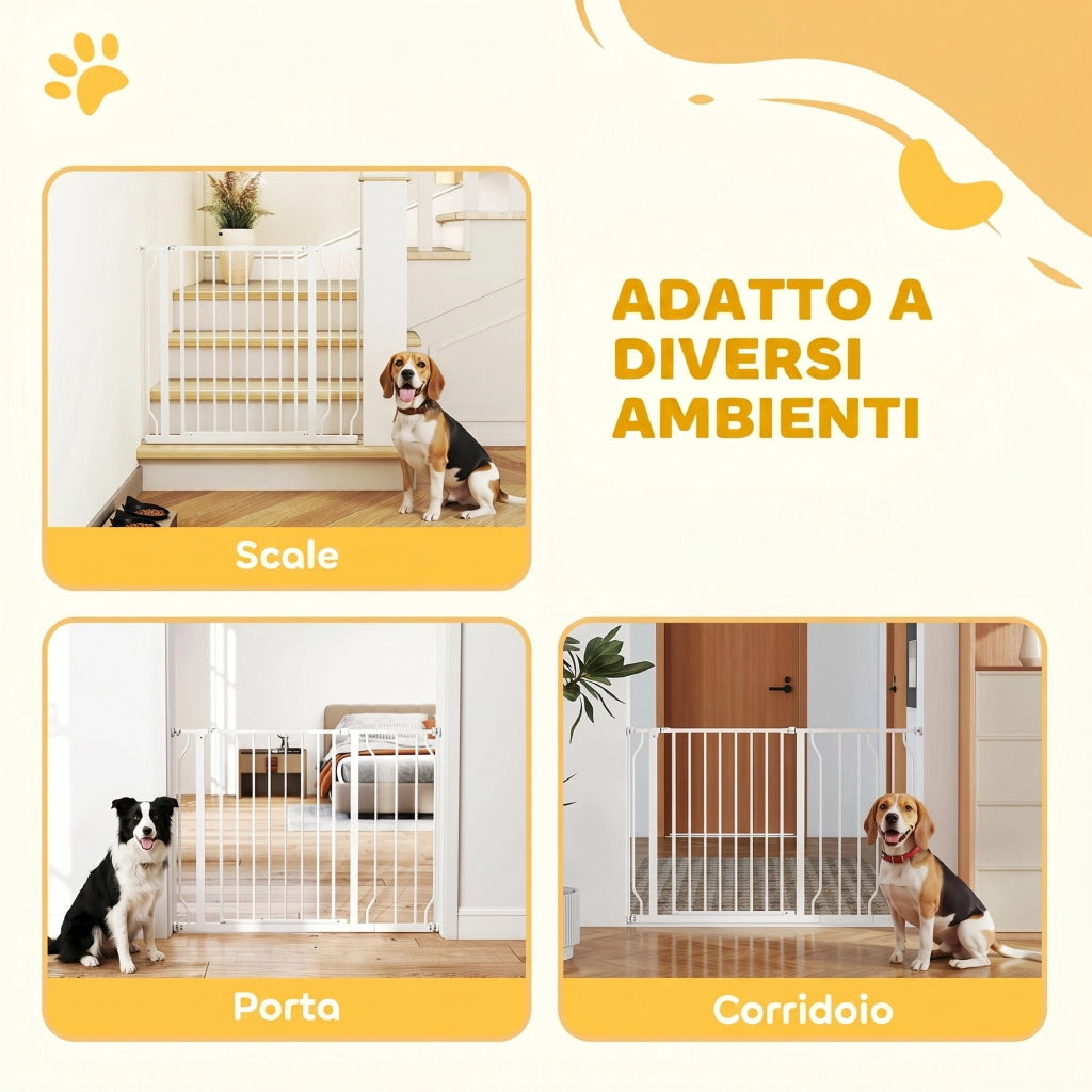Cancelletto Sicurezza per Cani ¨C zephmum ¨C Acciaio e ABS, 75-115cm, Bianco