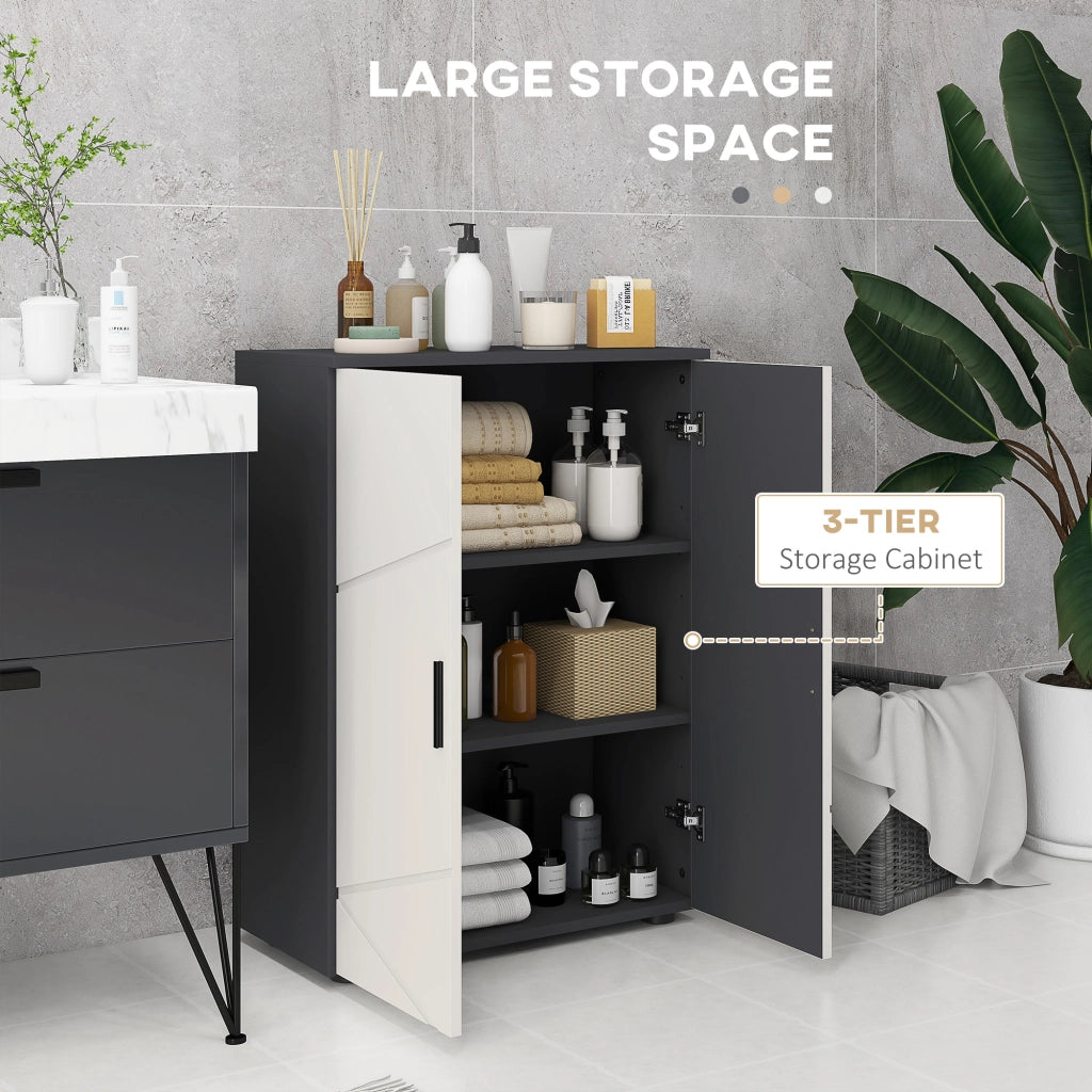 EasyComfort Mobiletto Bagno 2 Ante in Legno con 3 Ripiani e Chiusura Ammortizzata, 60x30x82cm, Grigio
